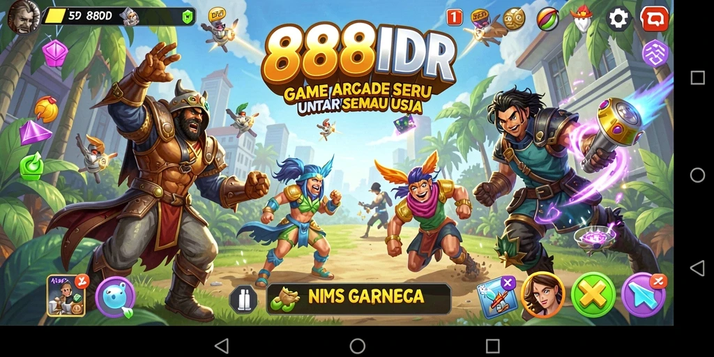 Screenshot gameplay 888IDR menampilkan aksi seru di level Arcade.