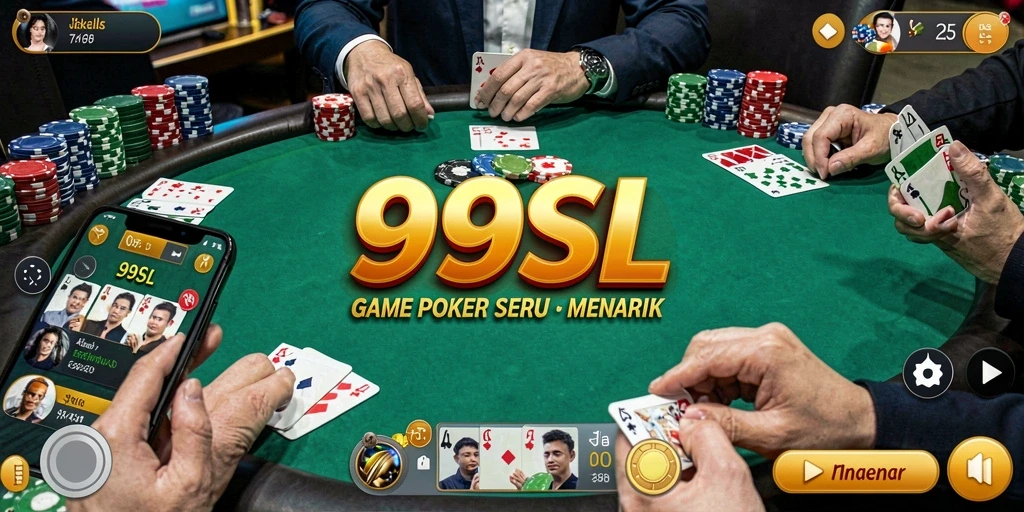 Screenshot gameplay 99SL yang menampilkan aksi poker seru