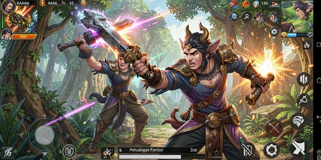 Gameplay RPG seru dalam AA666 dengan banyak petualangan.