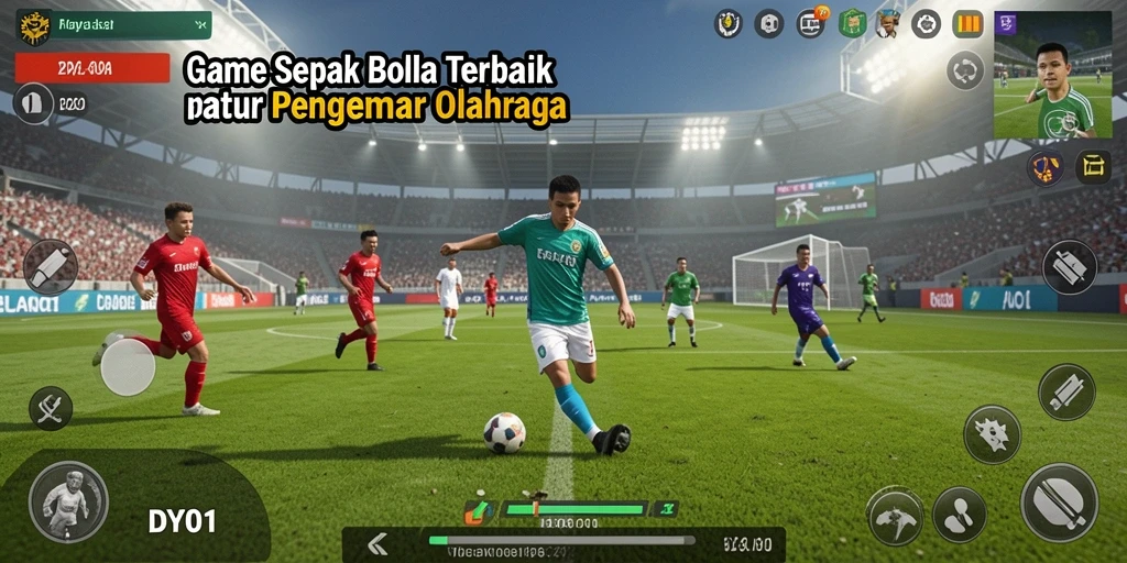 Tampilan gameplay DY01 yang menegangkan dan realistis dalam pertandingan sepak bola.