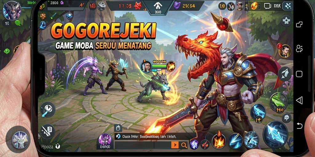 Gambar gameplay GOGOREJEKI yang menunjukkan pertempuran seru antar pemain.
