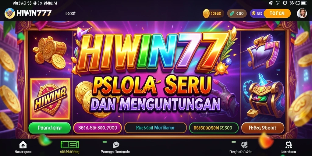 Screenshot gameplay HIWIN777 menunjukkan grafis warna-warni dan fitur menarik dalam permainan Slot.