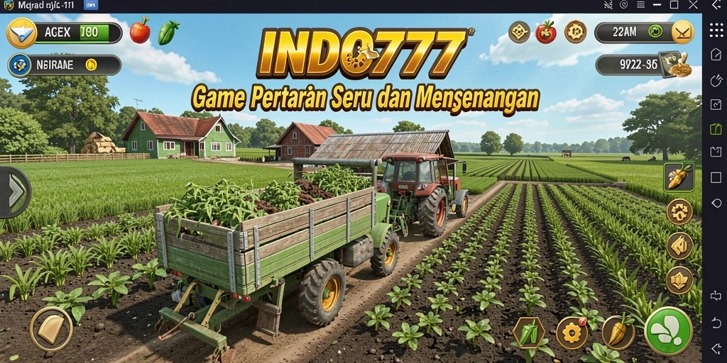 Tampilan gameplay menarik dari INDO777 yang menunjukkan pertanian yang subur.