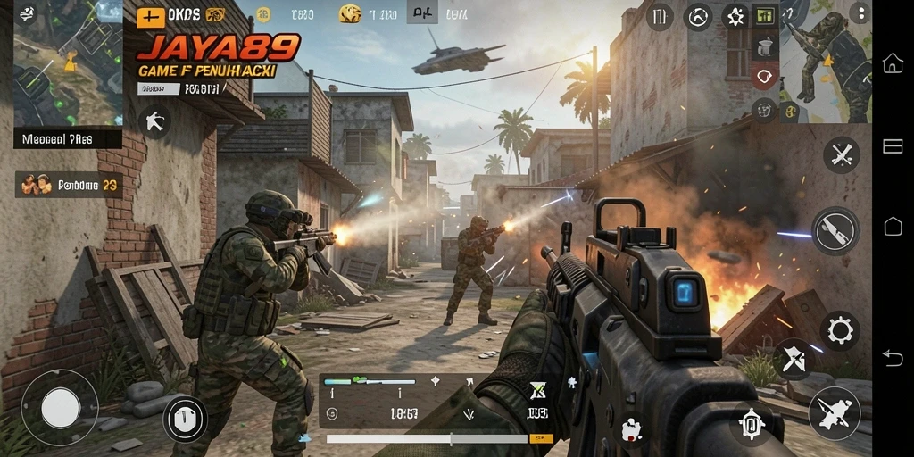 Tampilan aksi mendebarkan dari gameplay fps JAYA89.