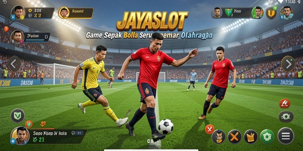 Tampilan gameplay seru dari JAYASLOT dengan aksi sepak bola yang mendebarkan.