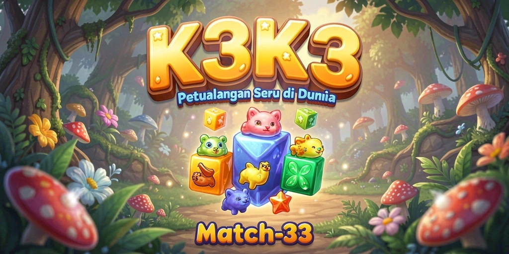 Tangkapan layar K3K3 menampilkan gameplay Match-3 yang menarik dan penuh warna.