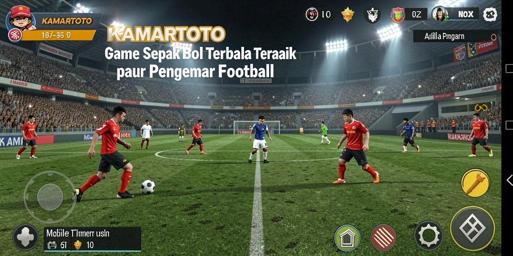 Screenshot KAMARTOTO menampilkan aksi di lapangan sepak bola yang mendebarkan.