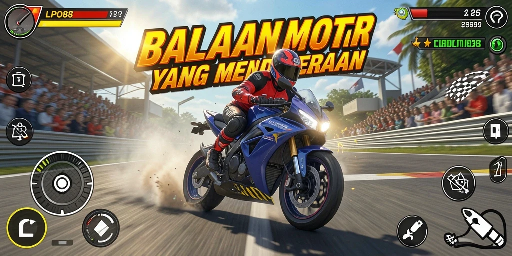 Tampilan gameplay LPO88 dengan motor balap yang memacu adrenalin.