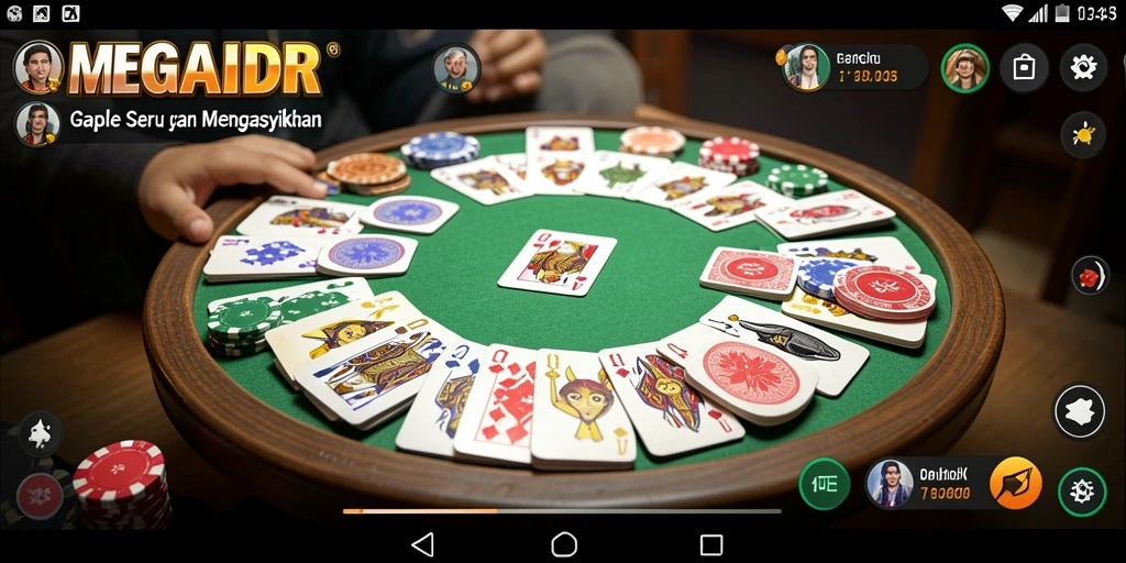 Tampilan gameplay seru di MEGAIDR yang menampilkan permainan Gaple.