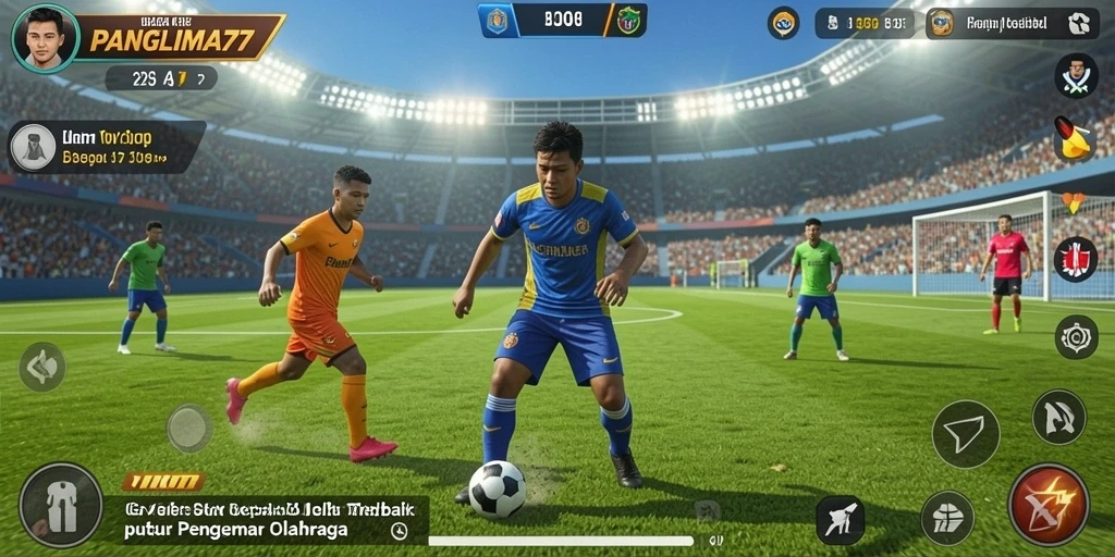 Tampilan menarik dari gameplay sepak bola di PANGLIMA77.