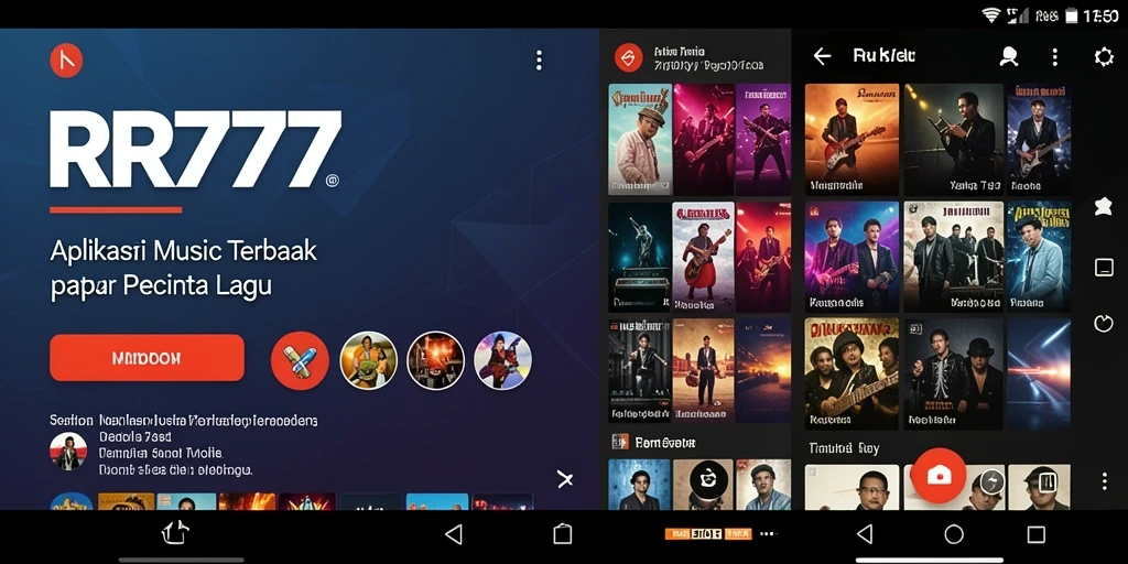 Screenshot gameplay RR777 menampilkan deretan lagu dan playlist yang menarik.