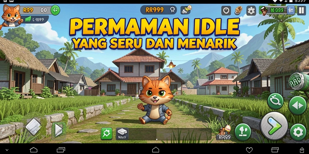 Tampilan gameplay menarik dari game Idle RR999 dengan karakter yang berkembang.