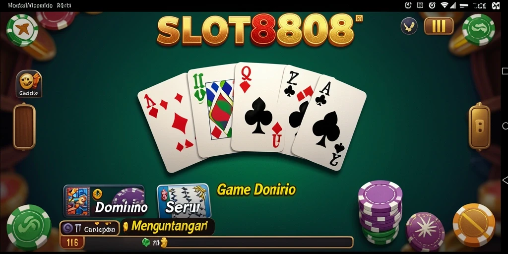 Tangkapan layar utama SLOT8808 menunjukkan gameplay domino yang menegangkan.