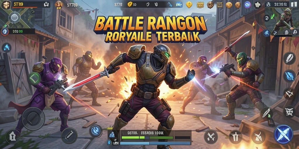Screenshot ST789 yang menampilkan aksi intens dalam pertarungan Battle Royale.