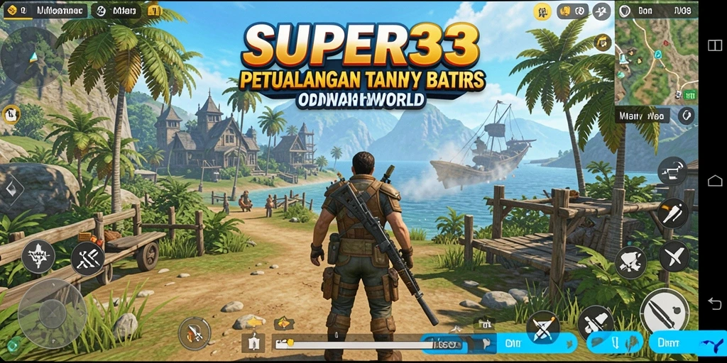 Screenshot gameplay menampilkan eksplorasi dunia luas dan interaksi karakter.