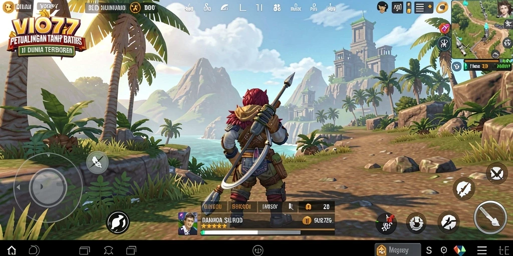 Tampilan gameplay dinamis dari VIO77 di dunia terbuka.