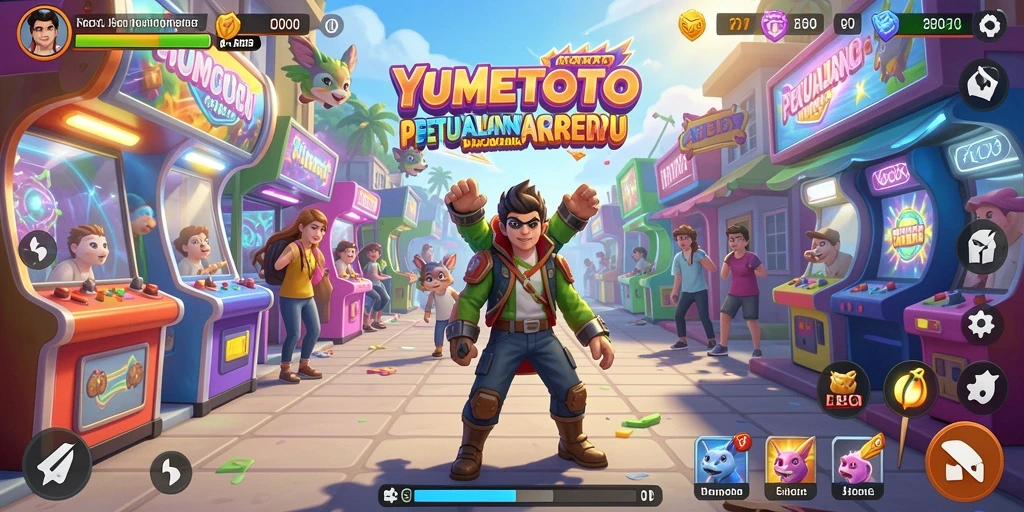 Tampilan gameplay YUMETOTO yang penuh warna dan menantang.